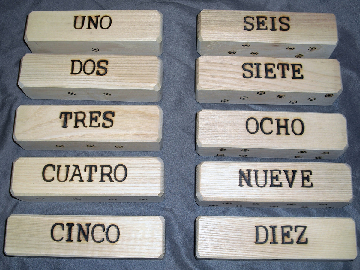 Language Wood Blocks Numbers Spanish English Peg
