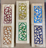 Ash Wood Resin Wall Art - Triangles Rainbow - Set of 3 panels