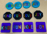 Kind Fun Love Joy Resin Coasters Set