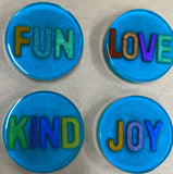 Kind Fun Love Joy Resin Coasters Set