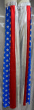Stilt Covers - Metallic Red Silver Blue with Silver Stars 56" length - 17-20" cuff